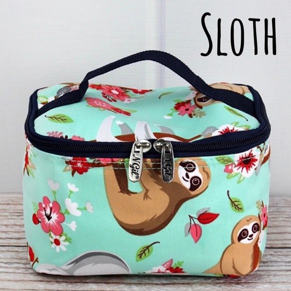 SLOTH Zippered Canvas MakeUp Bag with Handle - Picture 2 of 3